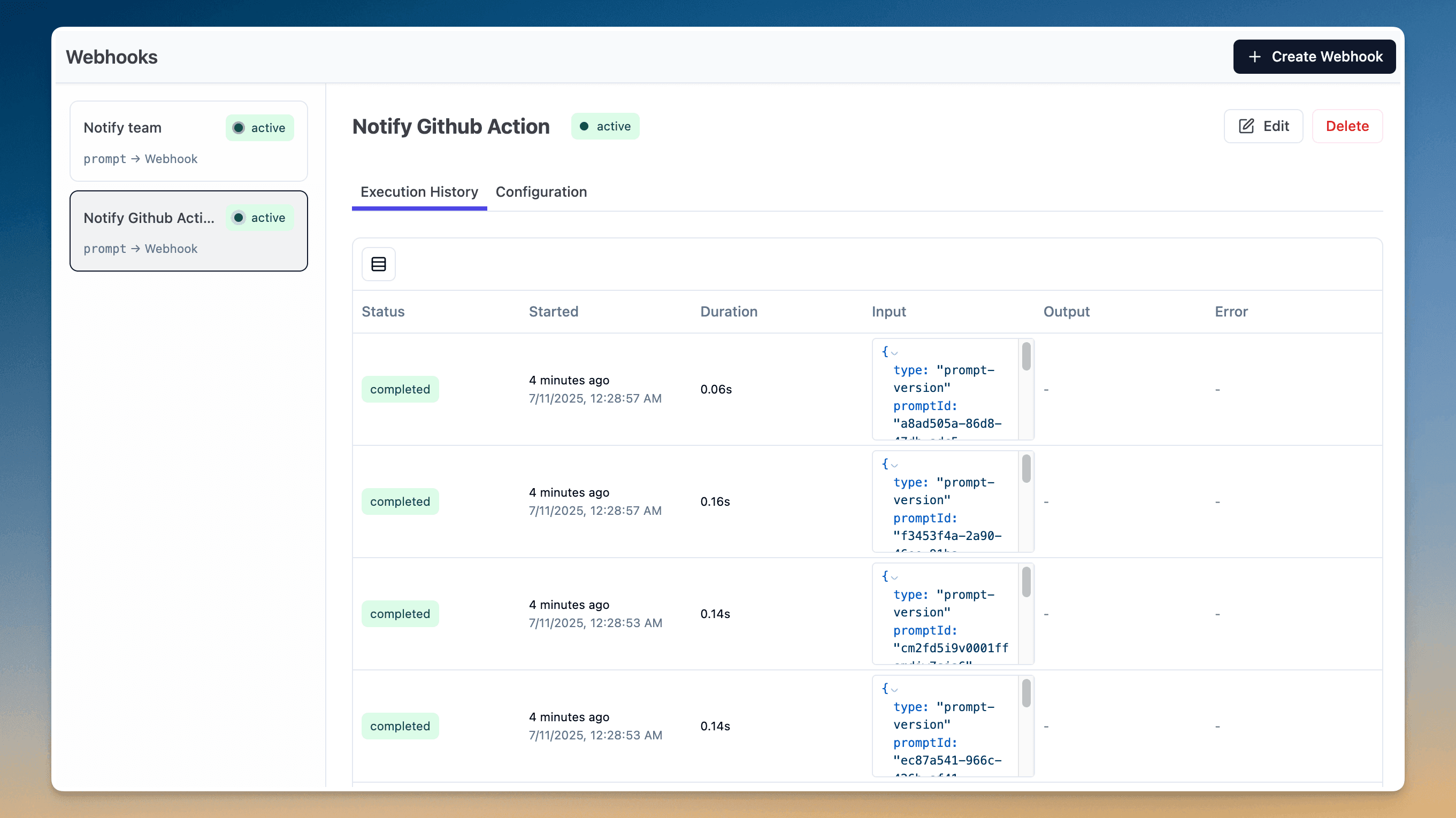 Webhooks for Prompt Changes